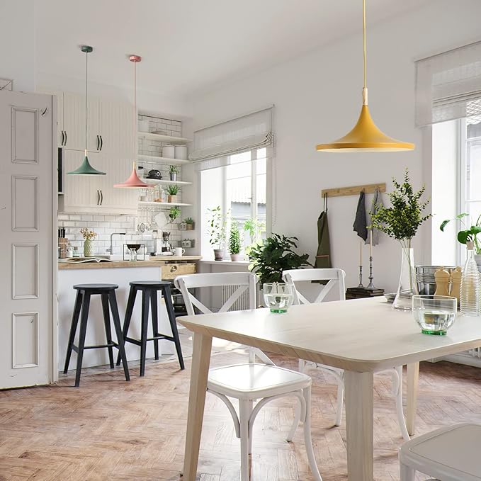 KCO Lighting Nordic Modern Macaron Pendant Light 3-Pack Farmhouse Barn Pendant Light Colorful Pendant Lighting Kitchen Island Lights Ceiling Hanging Over Island (Big)