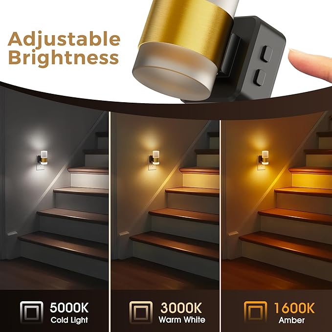 L LOHAS LED Night Lights Plug into Wall,[2-PACK] Acrylic Plug in Night Light with Dusk to Dawn Sensor,3CCT 1600K/2700K/5000K,Brightness Adjustable,180°Rotating Nightlight for Adults Bathroom Bedroom