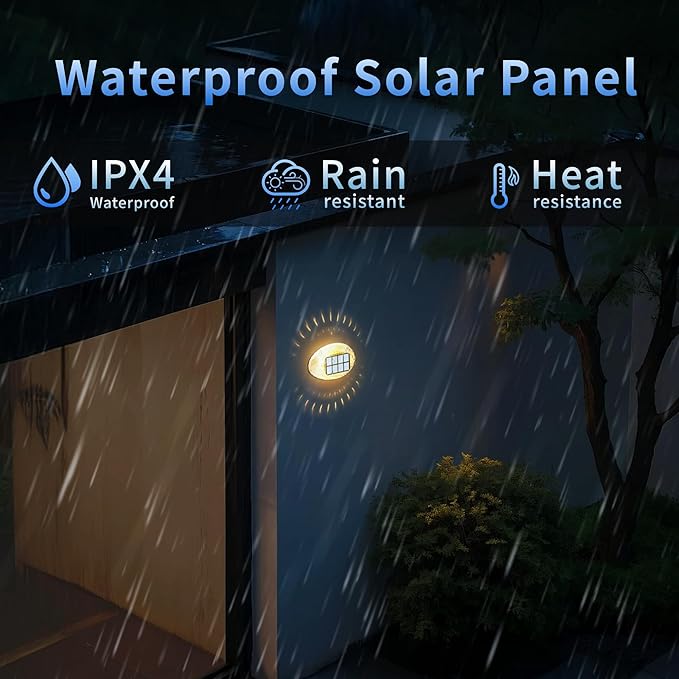 2 Pieces Outdoor Solar Wall Lights 360° Luminous Angle, IP65 Waterproof Indoor & Outdoor Security & Ambience Lighting for Patio, Pool, Pathway, Staircase, Fence, Front Doors, Driveway, Porch