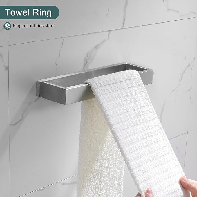 TNOMS Brushed Bathroom Hardware Accessories Set 4 Pieces Brushed Nickel Towel Bar Set, 23.6 Inch Towel Rack Set SUS304 Stainless Steel Bathroom Set,Wall Mounted