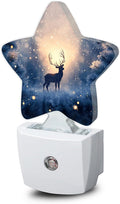Christmas Deer Dusk to Dawn Star Night Light,Winter Tree Snowflake Smart Sensor Nightlight for Bedroom Kitchen Hallway Stairs,Plug-in Energy Efficient Decor Desk Lamp Women Men Gifts