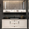 36IN Bathroom Vanity with Single Sink - Open Style Storage Shelves & Side Cabinets | Wall Mounted Bathroom Vanities Set, Time Display Mirror Cabinet Includes Defogging & Lighting Functions (Style A)