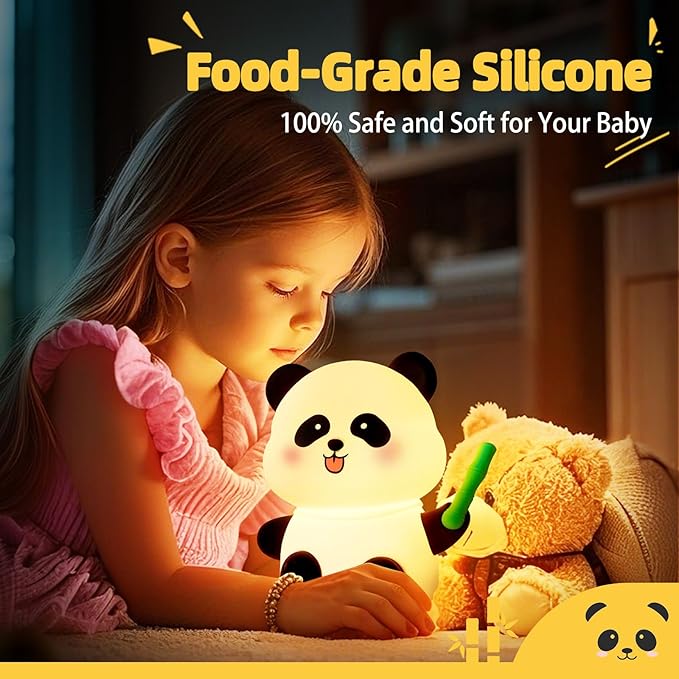 Bunny Night Light for Kids, 7 Colors LED Nightlight for Bedroom, Cute Rabbit Nursery Night Lamp for Girls Boys, Cute Stuff for Children Nightlight Thanksgiving Christmas Gifts (Bamboo Panda)
