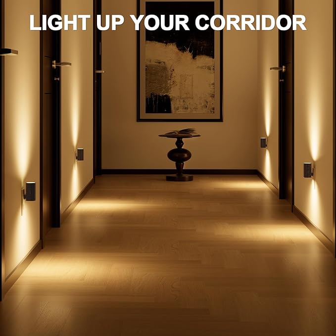 NIORSUN Night Lights Plug into Wall, Dimmable with 3 Color Modes & Auto On/Off Sensor, Ultra-Slim Nightlight for Hallway, Bathroom, Bedroom, Nursery, Kitchen (6 Pack, Black)