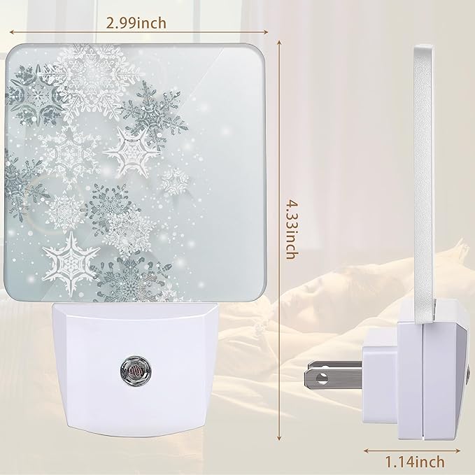 YASHILAIYA Christmas Night Light,Winter Snowflake Night Lights Plug into Wall with Dusk to Dawn Light Sensors Nightlights for Bedroom Bathroom Hallway Kitchen Gifts Ideal for Girls Women