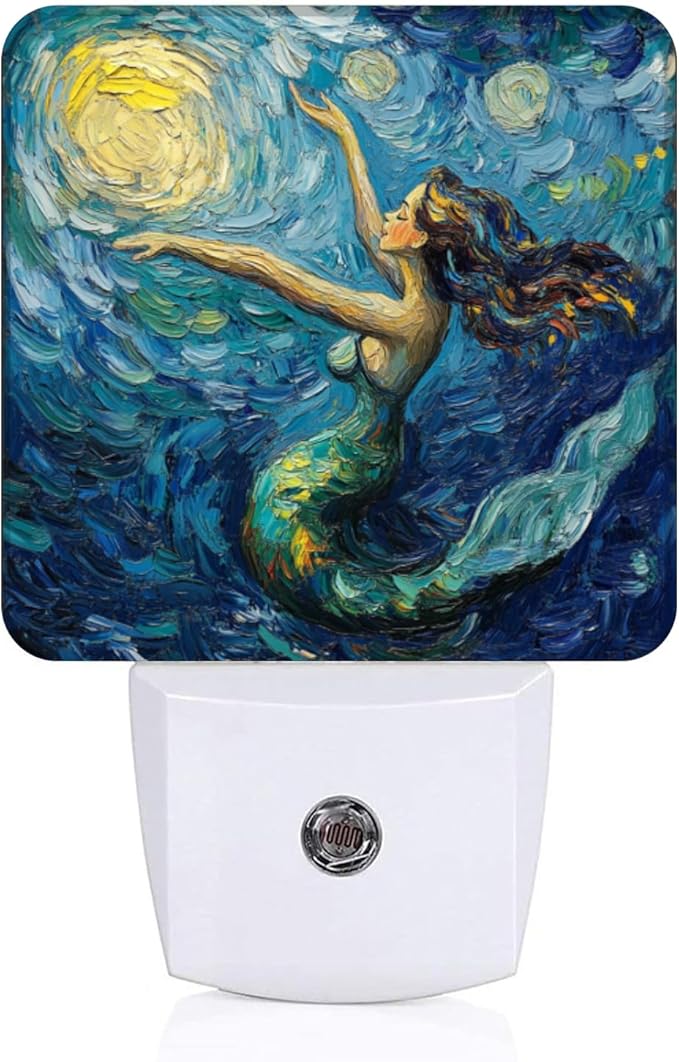 LED Night Lights Plug into Wall,Starry Night Singing Mermaid Decorative Night Lights Plug into Wall with Auto Light Sensor for Boys Girls Bedroom Decorative Nightlight Led Lamp