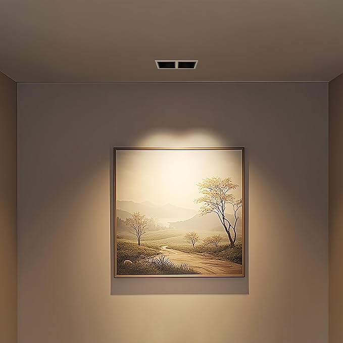 3" Square 24W LED Dimmable Recessed Lighting Downlight, Home Indoor Directional Ceiling Spotlight Surface Fixture with 36° Beam Angle, Honeycomb Mesh Anti-Glare Design, Includes Junction Box