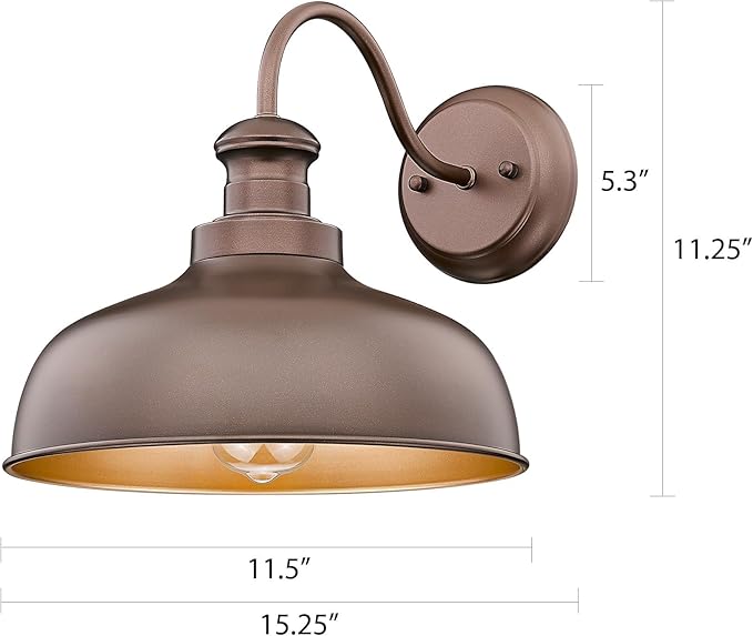 Outdoor Farmhouse Barn Light, Outside Wall Sconce, Weather Resistant Anti-Rust Farmhouse Exterior Wall Light, Outdoor Lantern Lamp for Porch, Garage, Patio, Entryway (Oil-Rubbed Bronze, 3 Pack)
