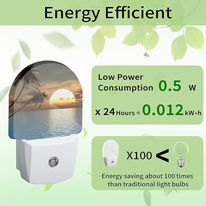 Sunset Palm Night Light, Night Light Plug into Wall with Dusk to Dawn Sensor, LED Lamp Energy Saving Lights for Men Women Boys Girls,Lamp for Bedroom Bathroom Hallway