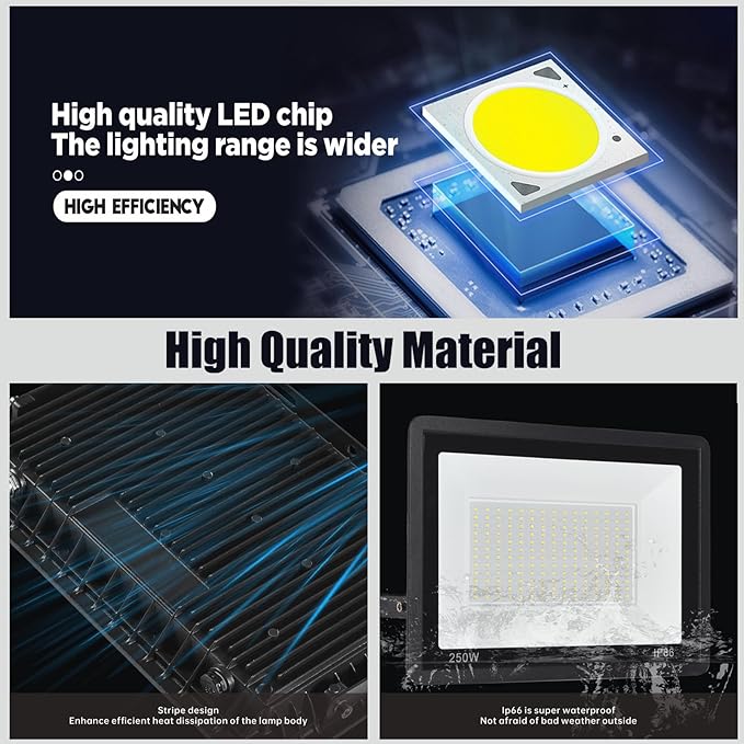 4 Pack-100W LED Flood Light Outdoor,11000LM LED Work Light with US Plug,6000K Daylight White,IP67 Waterproof Outdoor Floodlights for Yard,Garden,Playground