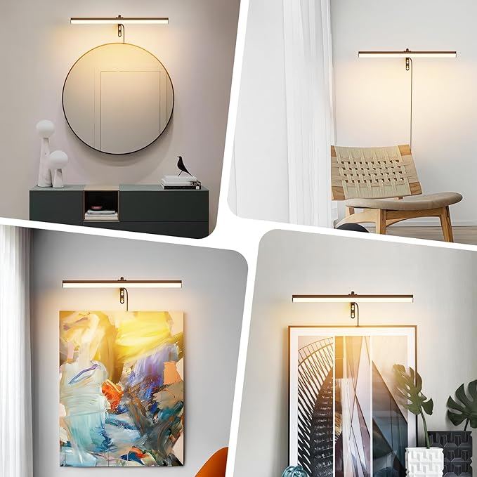 Black LED Picture Light Plug in,15.75 Inches Art Light with Remote, 3 Color Lighting, Artwork Light with in-Line On/Off Switch, Metal
