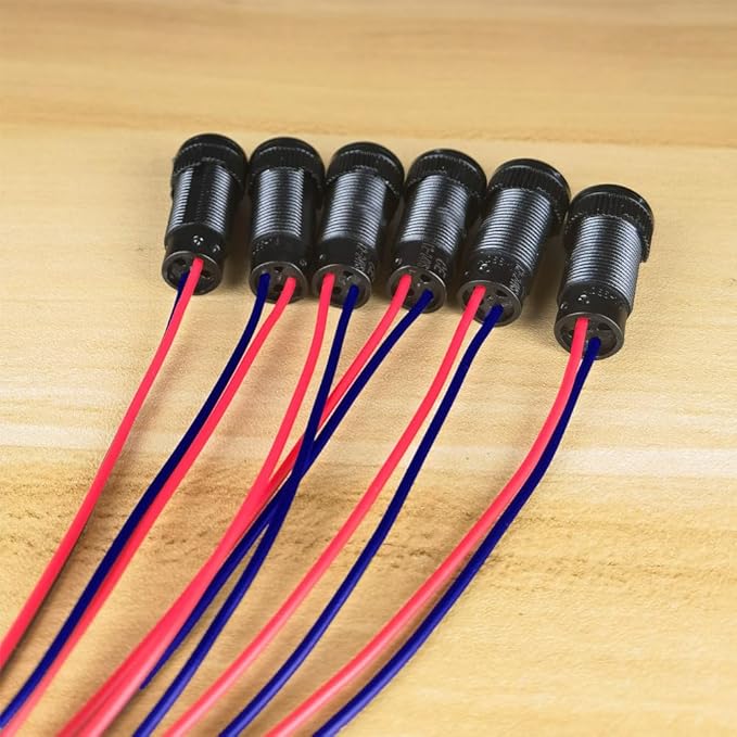 6pcs Green LED Indicator Pilot Light 110VAC Mounting Hole Size 10mm(Flame Retardant Plastic Shell)
