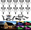 Low Voltage LED Deck Light Kit Multi-Color RGB Waterproof Recessed Wood Decking Stairs Garden Yard Patio Decor Lamp Black Border Outdoor LED Landscape Lighting (10pcs)