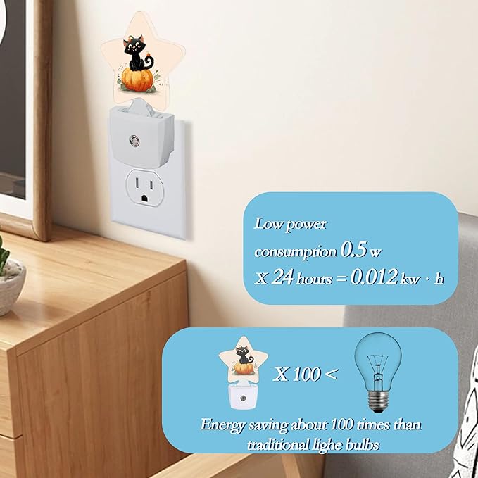 Happy Halloween Night Light,Plug-in Wall Led Night Lights Decor for Boys Girls Room,Dusk to Dawn Sensor Wall Lamp for Bedroom/Bathroom/Hallway,0.5w