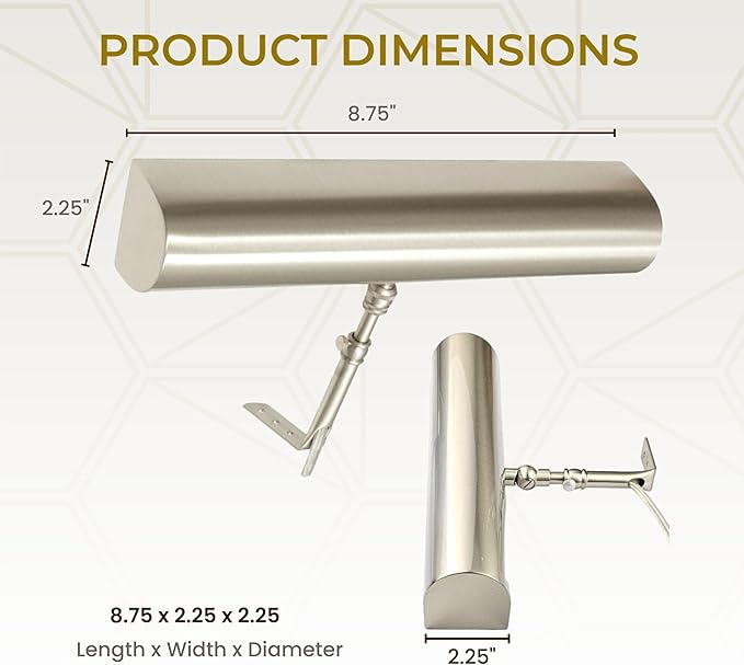 Royal Designs, Inc. Plug-in Picture Light, Gallery Lighting, 12 ft Cord with in-Line Hi/Low/Off Switch, PLP-2008-8-BN, Brushed Nickel, 8.75 inch