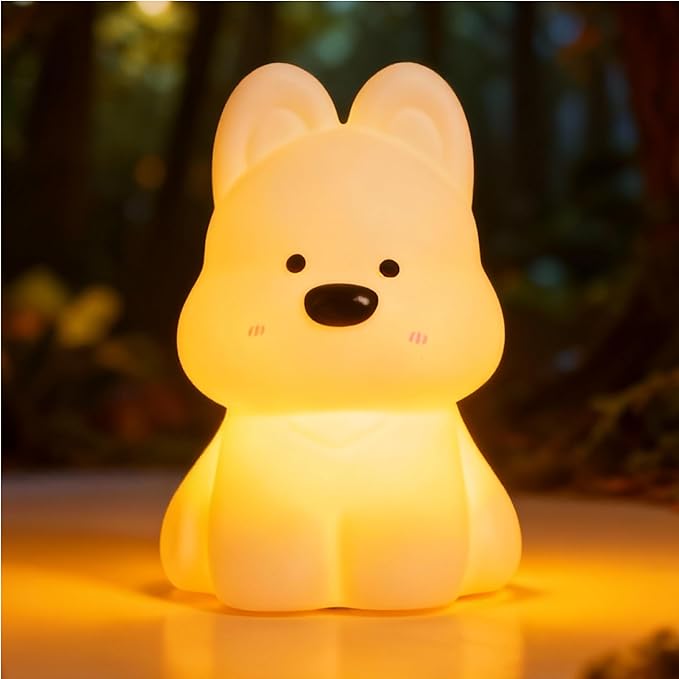 Dog Night Light, Touch Activated Pat Lamp with 7 Color Changing & Warm Light, Silicone Dog Light for Bedroom, Puppy Night Light Ambient Decor