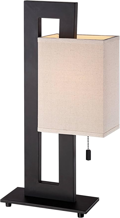 360 Lighting Modern Accent Table Lamp 20.5" High Rich Espresso Bronze Brown Open Rectangular Metal Base Oatmeal Floating Box Shade for Living Room Bedroom House Bedside Nightstand Home