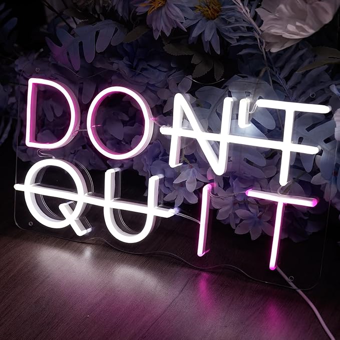 Don't Quit Neon Wall Sign, DO IT Led Neon Lights Party Decorations, Adjustable USB Powered with Plug Neon Signs for Office Room, Gym Room, Man Cave, Gamer Room Decor (Pink&White)