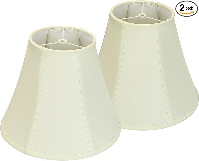Cream Bell Lamp Shades Set of 2, 6.7" x 13" x 10.6" Fabric Replacement Lampshades for Table & Floor Lamps, Spider Fitter Lamp Shades for Home Decorative Lighting for Living Room, Bedroom, Study Room