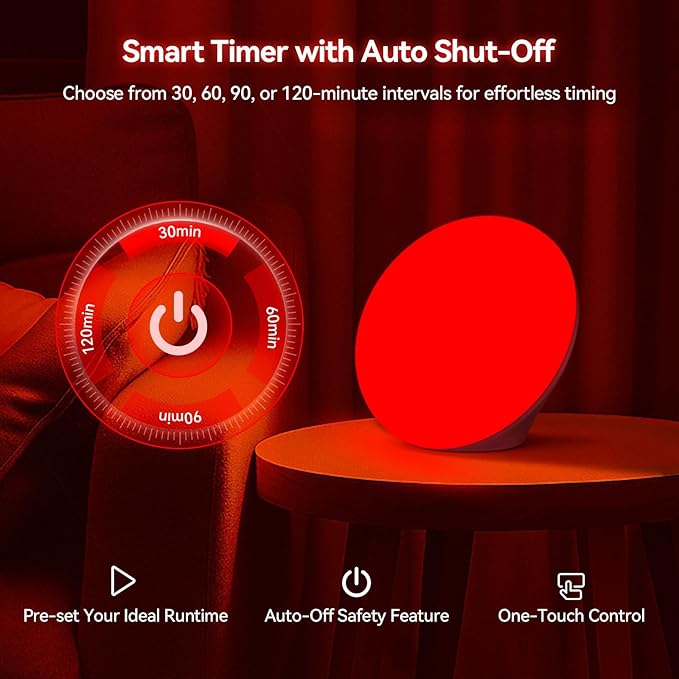 670nm Red Light Therapy Sleep Device & 10,000 Lux Sun Lamp – Dual Function Sleep Aid and Sunlight Lamp, Red Night Light Lamp to Support Deep Relaxation and Improve Sleeping for Adult & Kid Bedroom