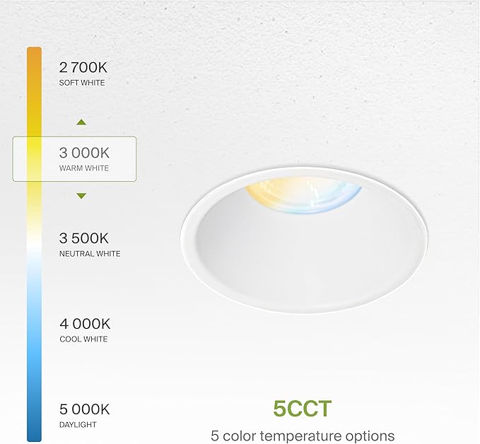 ASD Trimless 2 Inch LED Recessed Lighting, 15W 120V Round Commercial Downlight, Canless Dimmable Lights for Ceiling with J-Box, 5 CCT 2700K-5000K, CRI 90+, IC Rated, ETL, White, 8 Pack