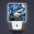 LED Night Lights Plug into Wall,Starry Night Great White Shark Decorative Night Lights Plug into Wall with Auto Light Sensor for Boys Girls Bedroom Decorative Nightlight Led Lamp