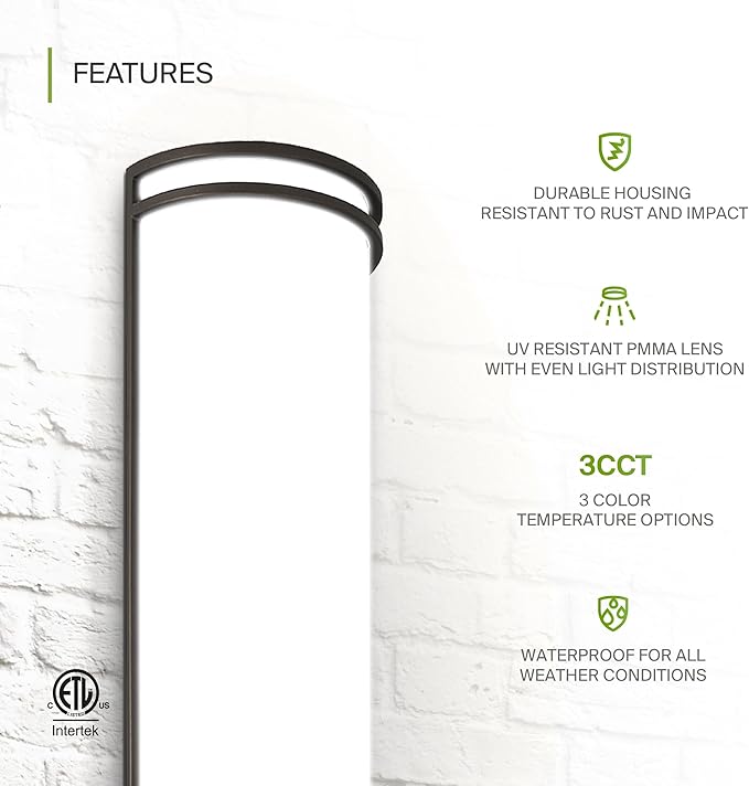 ASD 18 Inch LED Outdoor & Indoor Wall Mount Light Fixture - Oil Rubbed Bronze Modern Wall Sconce Lighting - 20W 120-277V 3000K 4000K 5000K Adjustable Dimmable Front Door & Patio Exterior Lights - ETL