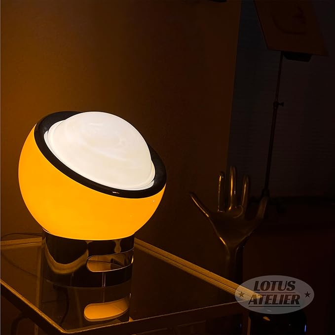 Lotus Atelier Bauhaus Lamp | Warm Retro Orange Lamp for Room Aesthetic Modern Lighting for Bedroom | Mid Century Modern | Cool Retro Living Room Decor & Bedroom Decor