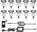 WiFi Controlled LED Deck Lights Multi Color RGB Outdoor IP67 Waterproof Φ1.18 Low Voltage Step In-Ground Lights,Smart Phone APP Controlled,Compatible with Alexa Echo and Google Home(10Pcs)