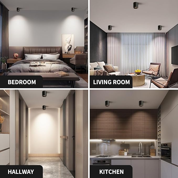 OKELI Modern LED Ceiling Light Fixture Flush Mount COB 20W 4000K Cylinder Ceiling Lights, Dimmable Hallway Lighting Fixtures Ceiling Lamps for Living Room Bedroom Kitchen