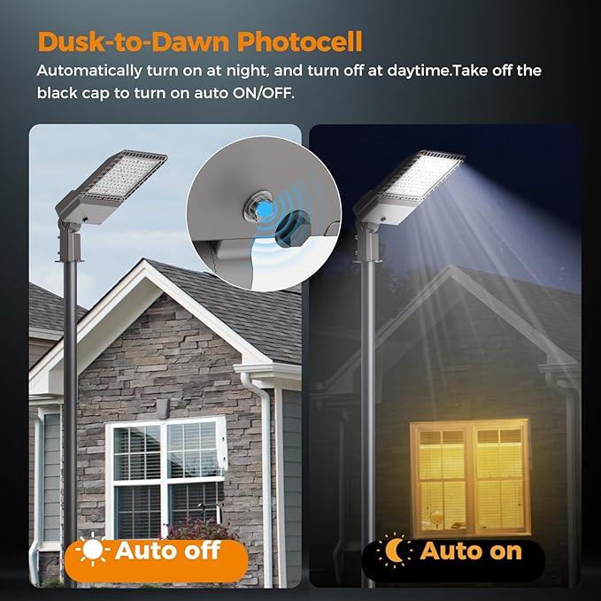 AIKVSXER 340W LED Parking Lot Light 85000LM 6000K Daylight Dusk to Dawn Photocell Commercial Outdoor Lighting, IP65 Waterproof 11 Years Lifespan for Parking Street Yard Garage Warehouse 3 Pack