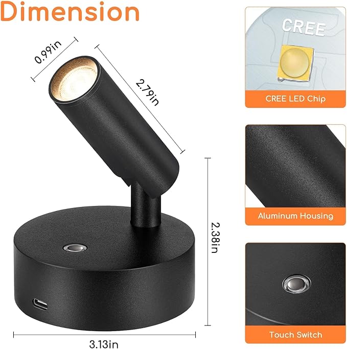 Wireless Spot Lights Indoor with Remote Up Lights Indoor Picture Light Battery Operated Spotlights with Timer Dimmable Accent Uplighting Indoors Stick on Wall Light for Plant Artwork, 1 Pack