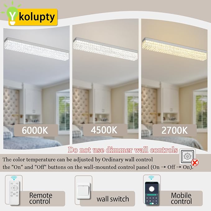 L 40" Modern Rectangle Chandelier Silver Rectangular Flush Mount Chandelier Crystal Ceiling Light Fixture for Dining Living Room Kitchen Island