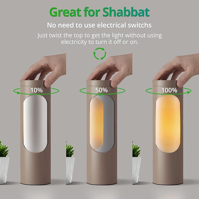 LEDIARY Shabbos Lamp, Brown Kosher Lamp for Shabbat, Table Lamps and Nightlight for Living Room, Bedroom, T10 Bulb Included (4W Eqv 40W, 400LM, 3000K)