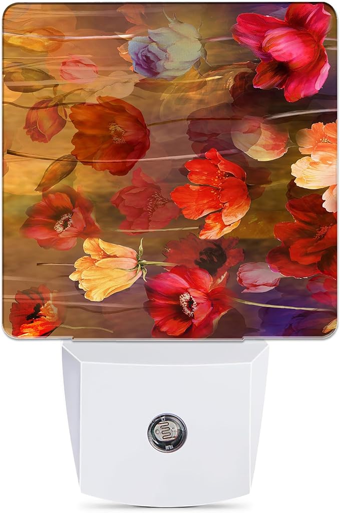 Abstract Floral Night Light, Leaf Plug into Wall with Dusk to Dawn Light Sensors, Warm Nightlights for Bedroom, Bathroom, Hallway, Kitchen, Gifts Ideal for Boys Girls Women Men