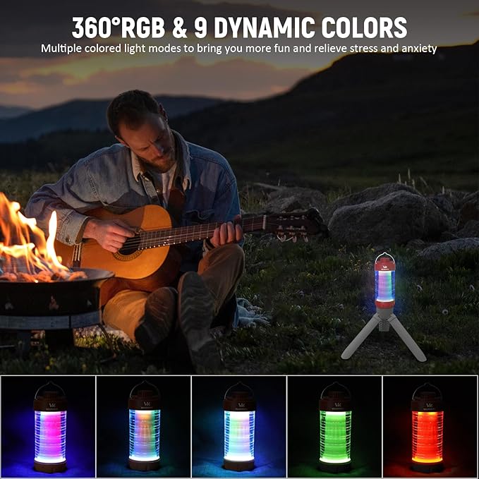 Wurkkos CL01 Camping Lantern Rechargeable, 550LM Camping Light with Magnet Base, RGB light, Stepless Dimming, Up to 300H Runtime, Led Lantern for Power Outages, Hurricane, Camping, Red, Christmas gift