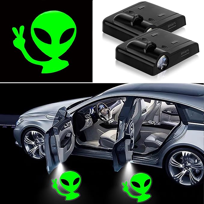 2PCS Car Door Lights,Dragonfly Door Lights Logo Projector LED Shadow Welcome Lamp,Car Accessories Dragonfly Gifts for Women Men,Suitable for All Vehicles Motorcycle Bike (Alien)