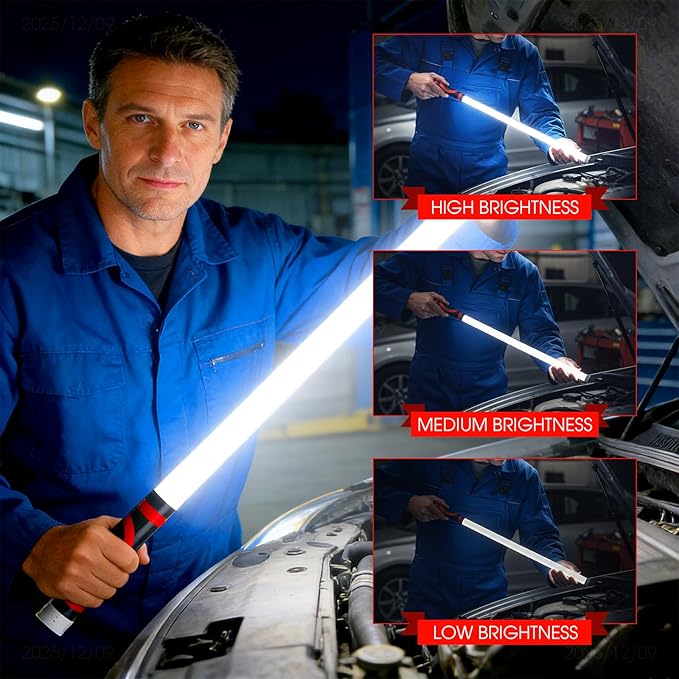 Flexible LED Flashlight Stick – 27" Bendable Work Light with High-Lumen LED, 3 Brightness Modes, Rechargeable Flexible Light for Mechanics, Car Repairs, Inspections & Tight Spaces(3)