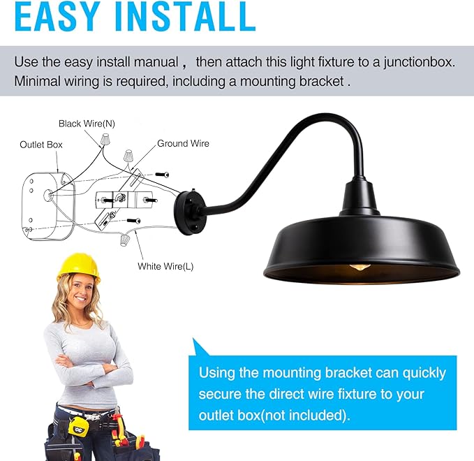 Outdoor Gooseneck Barn Light - Exterior Fixture Sconce Wall Light for Farmhouse, Dusk to Dawn Sensor Front Door Porch Garage Patio Lighting (21 inch（2 PCS）)