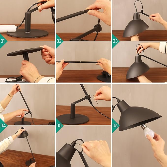 Desk Lamp Modern Industrial 100% Metal Table Lamp 22", Soft White Light (3000K) with Adjustable Switch, Ideal for Office Bedroom Study Room Living Room Nightstand Bedside Lamps Nickel