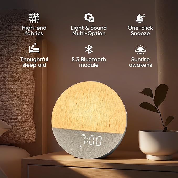 Stillstorm Sunrise Alarm Clock, Sound Machine, Fabric Dimmable Night Light for Heavy Sleepers, White Noise Machine for Baby, Dual Alarm Function 30 Sleep Sounds, Wake Up Light with 17 Effects