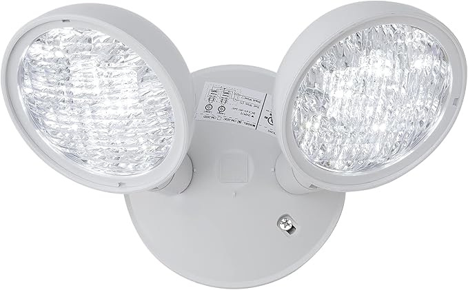 CM MZY Emergency Remote Head Lighting, Double Head Emergency Light, UL Listed, Multi Voltage 3.6 to 24 Volt Input, 2 by 3 Watts, 2 by 180 Lumen, Round，1 Pack