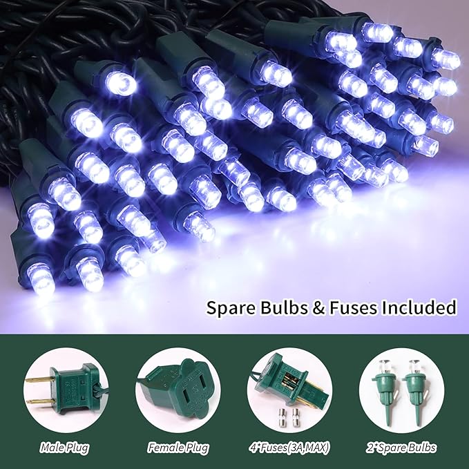 LAMPHOME 100 Count Cool White -String Lights - 21.6FT LED Christmas Light, Mini led for Indoor Outdoor Home Holiday Party Wedding Independence Day Decoration