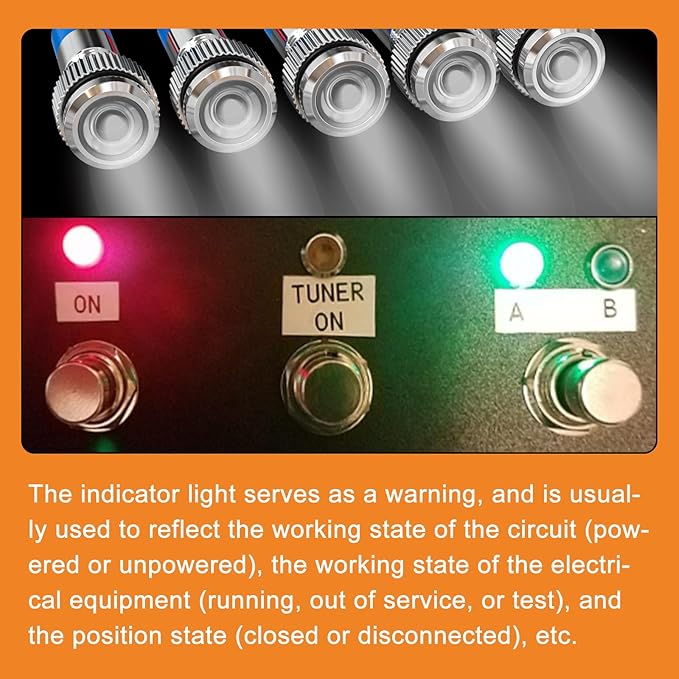 GASHER 5 PCS Energy Saving Indicator Light, LED Light 12V/24V/110V 20mA Panel Mount Light, Mounting Hole Size 6mm White LED (110V)