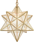 DAYCENT Moravian Star Light Fixture Modern Brass Seeded Glass Pendant Lights, 15-inch