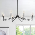 38" Black Chandeliers for Dining Room, 8-Light Modern Farmhouse Candle Style Chandelier, Industrial Hanging Ceiling Light Fixture for Living Room, Kitchen Island, Living Room