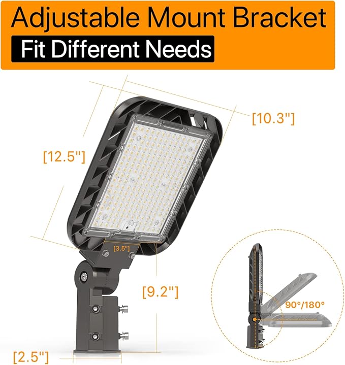 150W Parking Lot Lights 3Pack 22500lm 5000K Led Shoebox Light Slip Fitter Dusk to Dawn Pole Light Outdoor IP65 Waterproof 120-277V Commercial Street Area Lighting for Driveways, Parking lot