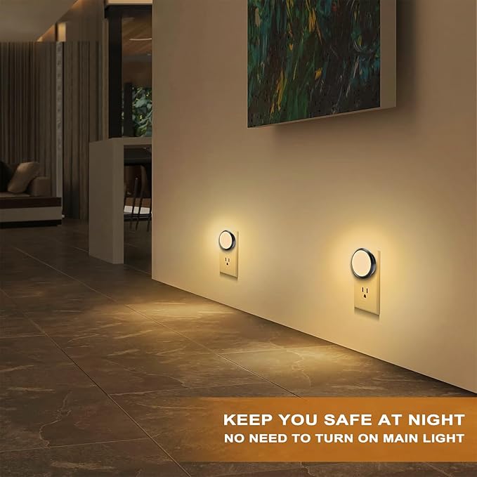Night Lights Plug into Wall, Night Light with Dusk to Dawn Sensor, Soft White 3000K, Compact Plug in Nightlight for Kids, Adults, Bedroom, Bathroom, Hallway, 2-Pack
