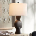 360 Lighting Louise 26 1/2" Tall Gourd Modern Sculptural Table Lamp Matte Brown Linen White Shade Living Room Bedroom Bedside Nightstand House Office Home Reading Kitchen Entryway Console Family
