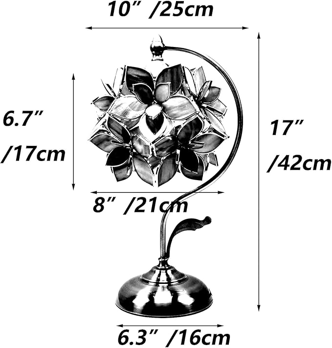 Bieye L11029 Tiffany Style Stained Glass Flower Petal Table Lamp with Brass Base for Home Décor (Cream, 8" Rose Lily)